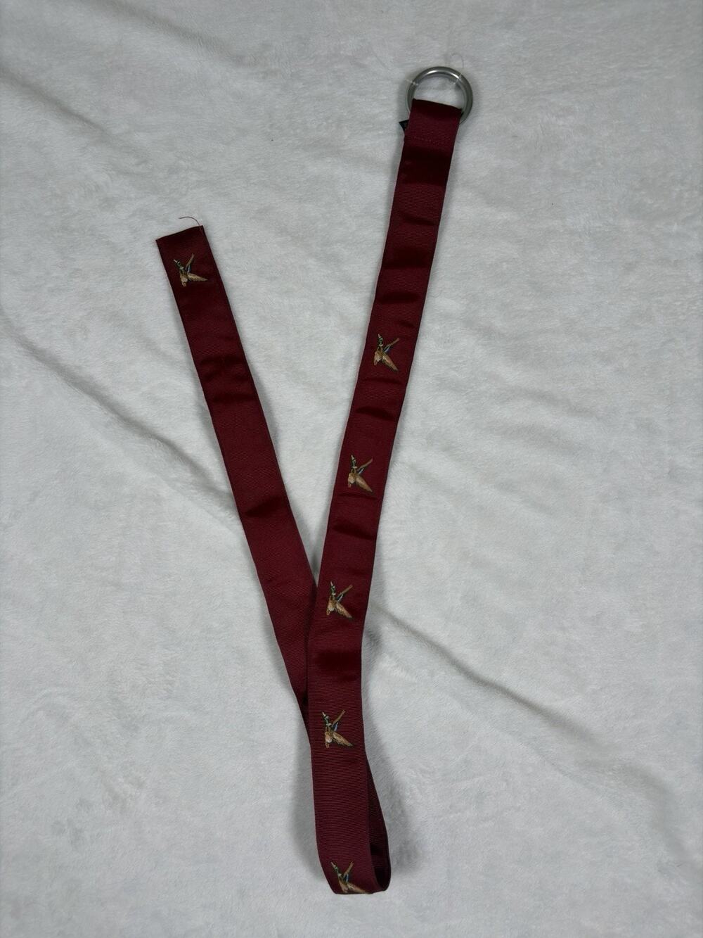 Polo Ralph Lauren Ducks D Ring Canvas Belt Coastal Prep Mens Made In USA Maroon